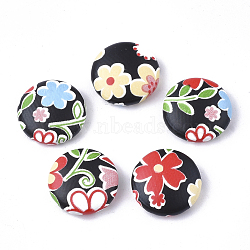 Imitation Leather Cabochons, with Aluminum Bottom, Flat Round, Platinum, Colorful, 15x5mm(X-WOVE-S118-17E)