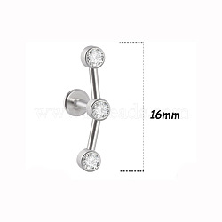 316L Surgical Stainless Steel & G23 Titanium & Crystal Rhinestone Flat Round Cartilage Earrings, Threadless Labrets, Stainless Steel Color, 8mm, Pin: 1.2mm, Pendant: 16mm(WGA7630-52)