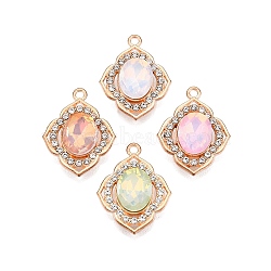 Alloy Glass Pendants, with Rhinestone, Cadmium Free & Lead Free, Rhombus Charms, Mixed Color, 22.5x17.5x6mm, Hole: 1.6mm(PALLOY-N176-62KCG)