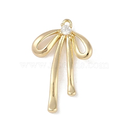 Brass Micro Pave Clear Cubic Zirconia Pendants, with Long Bowknot, Golden, 19.5x13x2mm, Hole: 0.9mm(KK-Z065-08G)