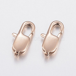 Ion Plating(IP) 304 Stainless Steel Lobster Claw Clasps, Rose Gold, 15x7x3mm, Hole: 1.5x2mm(X-STAS-F148-15x7-08RG)