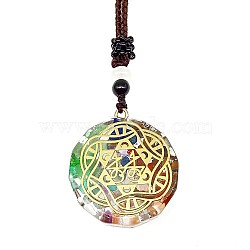 Resin & Natural & Synthetic Mixed Gemstone Pendant Necklaces, Flower, 25.59 inch(65cm)(OG4289-13)
