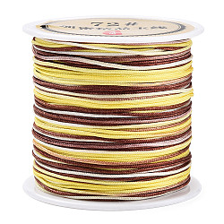50M Segment Dyed Nylon Chinese Knotting Cord, for DIY Jewelry Making, Yellow, 0.8mm, about 54.68 Yards(50m)/Roll(NWIR-A008-02E)