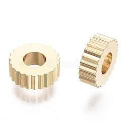 Brass Beads, Nickel Free, Real 18K Gold Plated, Tyre/Flat Round, 6.5x2mm, Hole: 3mm(X-KK-Q735-130G)