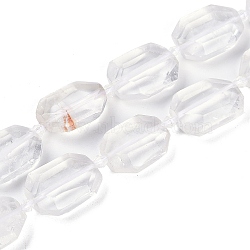 Natural Quartz Crystal Beads Strands, Faceted, Rock Crystal Rectangle Beads, with Seed Beads Beads, 21~22x15~17x7~8mm, Hole: 1mm, about 16~20pcs/strand, 15.35~15.75''(39~40cm)(G-B125-P16-01)