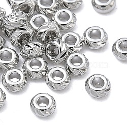SHEGRACE Brass Beads, Cadmium Free & Nickel Free & Lead Free, Textured Flat Round, Platinum, 3x3x2mm, Hole: 1.2mm(XGRQ19721-313P)