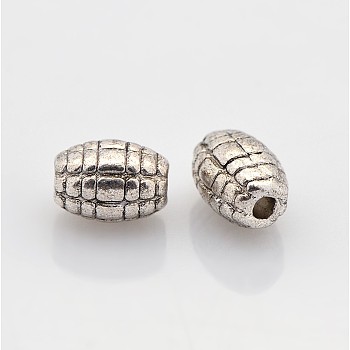 Tibetan Style Alloy Beads, Lead Free & Nickel Free & Cadmium Free, Oval, Antique Silver, 7x5mm, Hole: 1mm