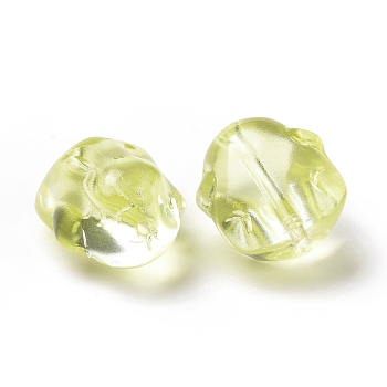Transparent Czech Glass Beads, Rabbit, Olive, 17.5x15x11.5mm, Hole: 1.4mm