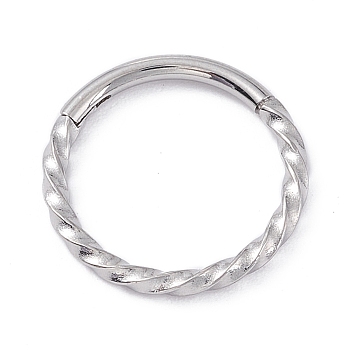 Twisted Ring Hoop Earrings for Girl Women, Chunky 304 Stainless Steel Earrings, Stainless Steel Color, 12.7x1.2mm, 16 Gauge(1.3mm)