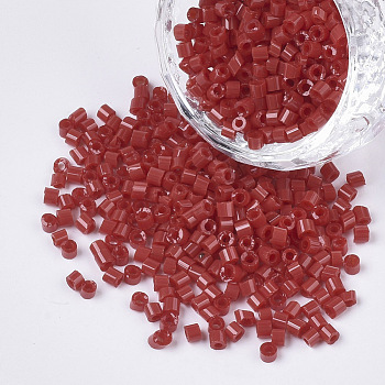 8/0 Glass Bugle Beads, Opaque Colours, Crimson, 8/0 2.5~3x2.5mm, Hole: 0.9mm, about 15000pcs/bag