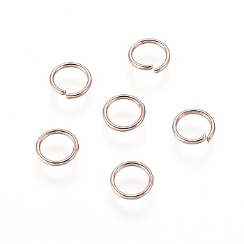 304 Stainless Steel Open Jump Rings, Rose Gold, 22 Gauge, 5x0.6mm, Inner Diameter: 4mm