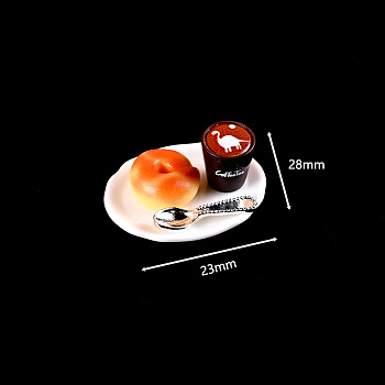 Resin Miniature Breakfast Set Ornaments, Micro Landscape Home Dollhouse Accessories, Pretending Prop Decorations, Mixed Color, 10.5~18.5x4.5~28x2.5~9mm, 4pcs/set