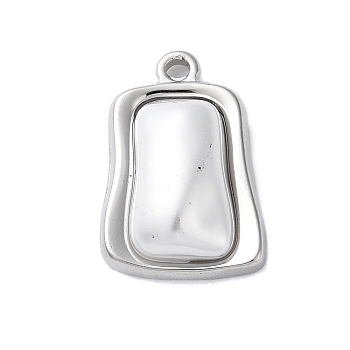 304 Stainless Steel with Synthetic Pearl Pendants, Trapezoid Charms, Stainless Steel Color, 22x15x6mm, Hole: 1.6mm