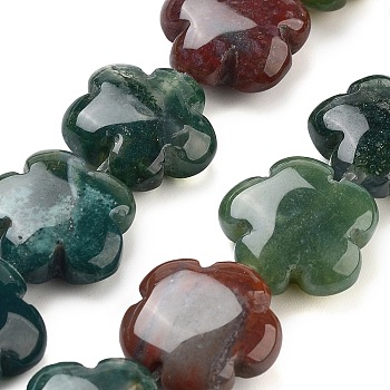 Natural Indian Agate Beads Strands, Flower, 16x16x6mm, Hole: 1.4mm, about 25pcs/strand, 14.57~14.96 inch(37~38cm)