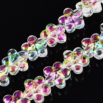 Electroplate Glass Beads Strands, Flower, Pearl Pink, 12x12.5x7mm, Hole: 1mm, about 54~55pcs/strand, 24.57~24.96 inch(62.4~63.4cm)