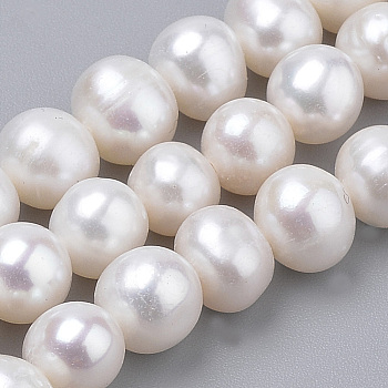 Natural Cultured Freshwater Pearl Beads Strands, Potato, Seashell Color, 5~6x6~7mm, Hole: 0.5mm, about 32pcs/strand, 7.75inch(19.7cm)