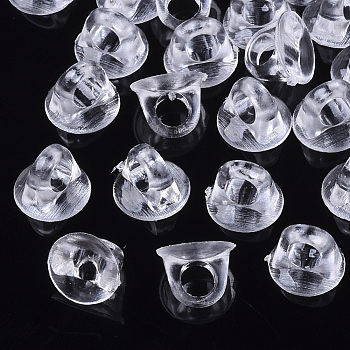 Transparent AS Plastic Charm Base Settings, for Flat Back Cabochons, Hair Findings, DIY Hair Tie Accessories, Clear, 8x6mm, hole: 3mm
