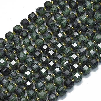 Natural Kambaba Jasper Beads Strands, with Seed Beads, Faceted Table Cut Cube, 8x8x8mm, Hole: 0.6mm, about 38pcs/strand, 15.35''(39cm)