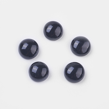 Natural Black Agate Cabochons, Half Round/Dome, Black, 8x4mm