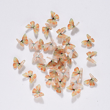 3D Resin Cabochons, Nail Art Studs, Nail Art Decoration Accessories, Butterfly, Light Salmon, 7.5x7~8x2~3mm