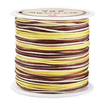 50M Segment Dyed Nylon Chinese Knotting Cord, for DIY Jewelry Making, Yellow, 0.8mm, about 54.68 Yards(50m)/Roll