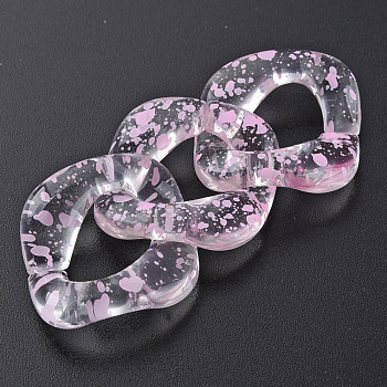 Transparent Acrylic Linking Rings, Quick Link Connectors, for Curb Chains Making, Twist Oval, Pearl Pink, 31x29x7mm, Inner Diameter: 11x17mm