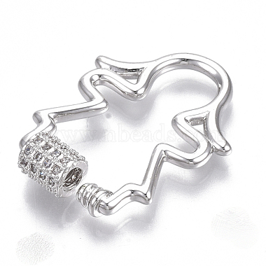 Brass Micro Pave Clear Cubic Zirconia Screw Carabiner Lock Charms(ZIRC-T013-07P-NF)-3