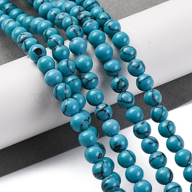 perles synthétiques turquoise brins(G-L605-G01-01A)-2