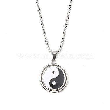 Black Yin-yang 201 Stainless Steel Necklaces