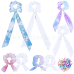 12Pcs 4 Styles Cotton Hair Ties, Bowknot, Hair Accessories for Women & Girls, with 1Pc Disposable Elastic Hair Rubber Bands, White, 90~235x105~150x11~16mm, 3pcs/style(PHAR-SP0001-27)