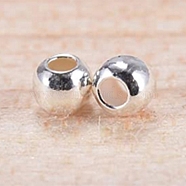 925 Sterling Silver Spacer Beads, Round, Silver, 2x2mm, Hole: 0.7~1mm, about 60pcs/g(STER-WH0006-01)