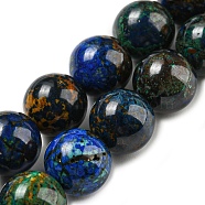 Natural Azurite Beads Strands, Round, 10mm, Hole: 0.9mm, about 38~40pcs/strand, 15.47''~15.87''(39.3~40.3cm)(G-P503-10MM-09)