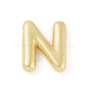 Rack Plating Brass Pendants, Long-Lasting Plated, Lead Free & Cadmium Free,  Real 18K Gold Plated, Letter N, 18x14x4mm, Hole: 1.8mm(KK-A224-01N-G)