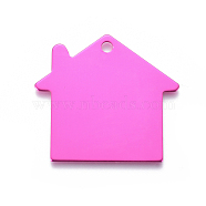 Pet Aluminium Pendants, Stamping Blank Tag, House, Deep Pink, 35x38x1mm, Hole: 3mm(ALUM-I002-04B)