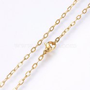 304 Stainless Steel Cable Chains Necklaces, with Lobster Claw Clasps, Golden, 17.7 inch(45cm), 2x0.5mm, link: 4x2x0.5mm(MAK-L015-36A)