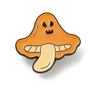 Halloween Zinc Alloy Brooches, Enamel Pins for Backpack, Orange, Mushroom, 28.5x30.5x1.5mm(JEWB-A023-02B-01)