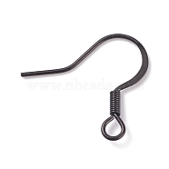 Stainless Steel French Earring Hooks, with Horizontal Loop, Flat Earring Hooks, Electrophoresis Black, 16x16x1.5mm, Hole: 2mm, 22 Gauge, Pin: 0.6mm(STAS-L211-13-B)