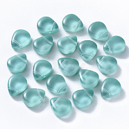 Baking Painted Glass Beads, Top Drilled Beads, Imitation Jade, Teardrop, Light Sea Green, 12.5x10.5x5.5mm, Hole: 0.9mm(DGLA-T002-07D)