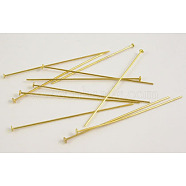 Brass Flat Head Pins, Cadmium Free & Lead Free, Golden Color, Size: about 0.75~0.8mm thick, 5.0cm long, head: 2mm, about 250pcs/50g(X-HP5.0cmCY-G)