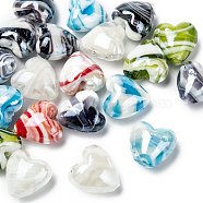 Handmade Lampwork Beads, Pearlized, Heart, Mixed Color, 20x20x13mm, Hole: 2mm(X-LAMP-R102-M)