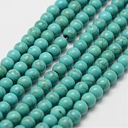 Synthetic Howlite Bead Strand, Dyed, Round, Dark Cyan, 4x3.5mm, Hole: 1mm, about 100~108pcs/strand, about 15 inch(G-P228-04-4mm)