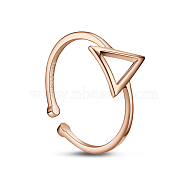 TINYSAND 925 Sterling Silver Minimal Finger Ring, Cuff Rings, Open Rings, Triangle, Rose Gold, US Size 7 1/4(17.5mm)(TS-R277-RG)