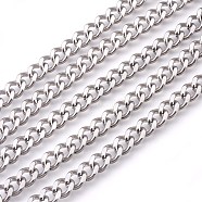 201 Stainless Steel Curb Chains, Unwelded, Faceted, Stainless Steel Color, 7mm(CHS-L017-22C)