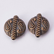 CCB Plastic Beads, Flat Round, Antique Bronze, 18x15.5x5.5mm, Hole: 2mm(CCB-N002-08AB)