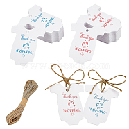 100Pcs 2 Colors Baby Footprint Crawler shape Paper Gift Tags, with Word Thank You for Popping By, with 1 Bundle Jute Cord, Mixed Color, 6x4.9x0.05cm, Hole: 3mm, 50pcs/color(DIY-AR0002-87)