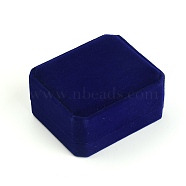 Rectangle Velvet Pendant Boxes, with Flip, Midnight Blue, 8.2x7cm(VBOX-TAC0001-03C)