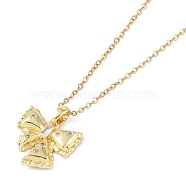 201 Stainless Steel Cable Chain Necklaces, Brass Micro Pave Clear Cubic Zirconia Pendant Necklaces, Bowknot, Real 18K Gold Plated, 16.02 inch(40.7cm)(NJEW-P309-20G)