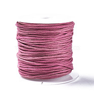 Waxed Cotton Thread Cords, Flamingo, 1mm, about 10.93 yards(10m)/roll(YC-TD001-1.0mm-10m-146)
