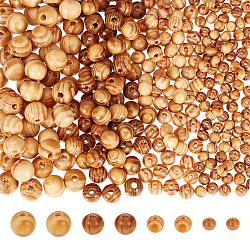 400Pcs 4 Styles Original Color Natural Wood Beads, Round Wooden Spacer Beads for Jewelry Making, Undyed, Peru, 6~12x4~12mm, Hole: 2~3mm, 100pcs/style(WOOD-NB0002-13)