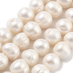 Natural Cultured Freshwater Pearl Beads Strands, Potato, Beige, 10~11mm, Hole: 0.6mm, about 18~19pcs/strand, 6.89~7.09 inch(17.5~18cm)(PEAR-C003-20C)